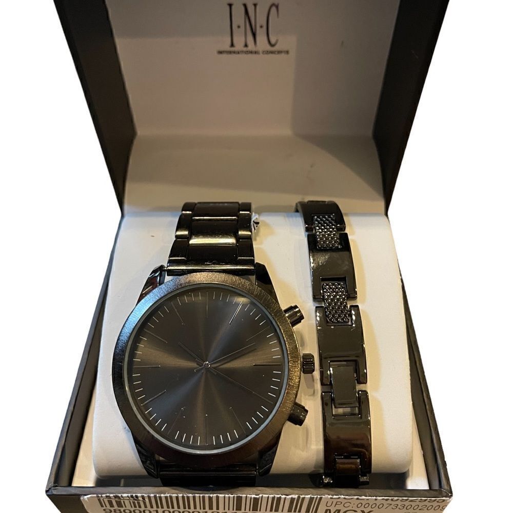 NIB INC International Concepts watch bracelet gunmetal gift set